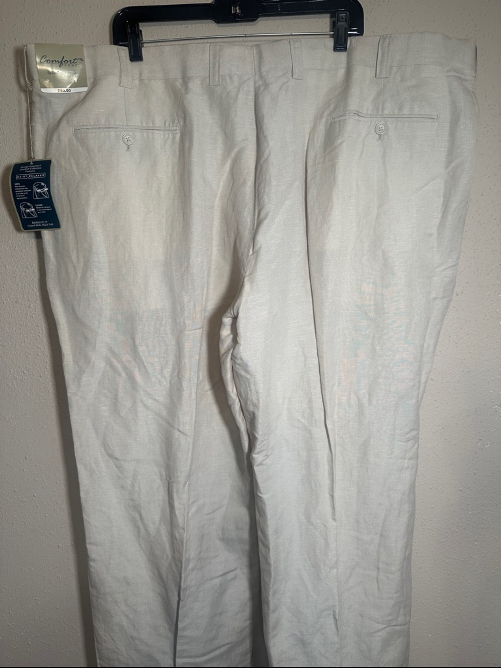 Comfort Zone by George Foreman Waist-Relaxer Linen Blend Pants Khaki size 50x32 - Picture 4 of 14